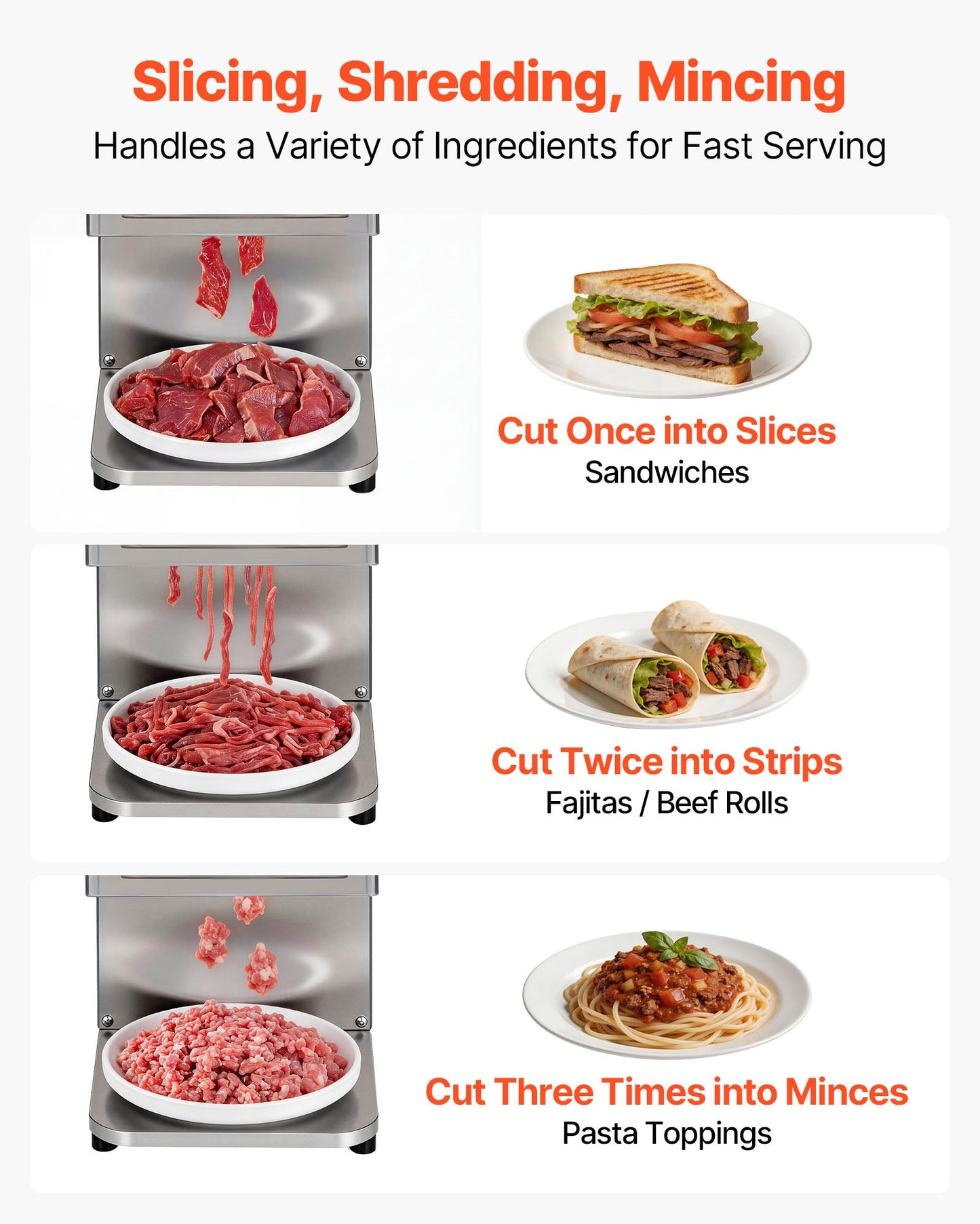 Meat Cutting Machine, 850W Commercial Slicer, 5mm Heavy Duty Stainless Steel Blade Shredder for Boneless Meat Soft Vegetables, Electric Food Slicers for Kitchen Restaurant Supermarket