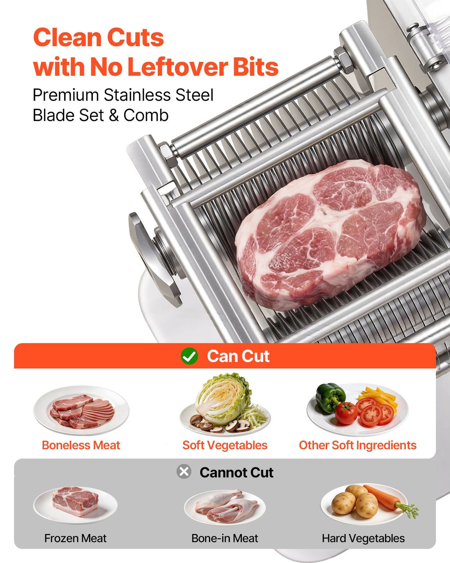 Meat Cutting Machine, 850W Commercial Slicer, 5mm Heavy Duty Stainless Steel Blade Shredder for Boneless Meat Soft Vegetables, Electric Food Slicers for Kitchen Restaurant Supermarket