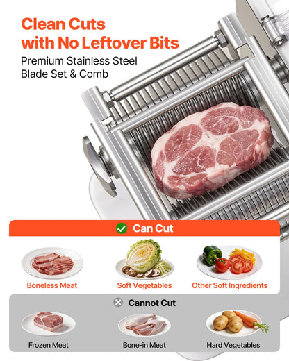 Meat Cutting Machine, 850W Commercial Slicer, 5mm Heavy Duty Stainless Steel Blade Shredder for Boneless Meat Soft Vegetables, Electric Food Slicers for Kitchen Restaurant Supermarket