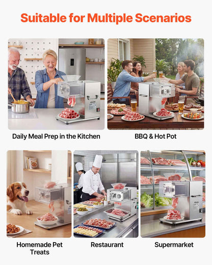 Meat Cutting Machine, 850W Commercial Slicer, 5mm Heavy Duty Stainless Steel Blade Shredder for Boneless Meat Soft Vegetables, Electric Food Slicers for Kitchen Restaurant Supermarket