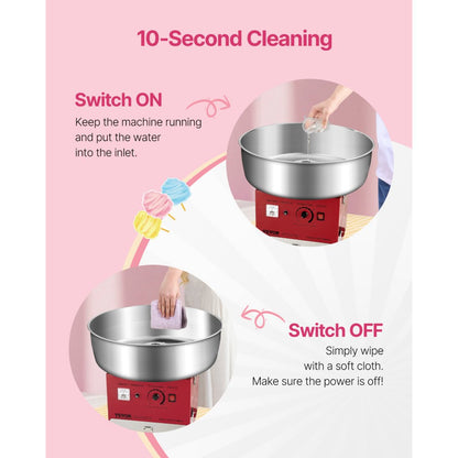 VEVOR Commercial Cotton Candy Machine Sugar Floss Maker 1000W for Party Red