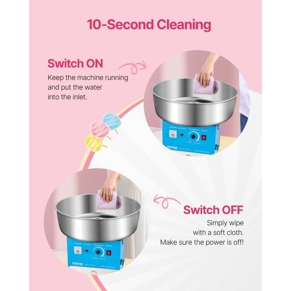 VEVOR Commercial Cotton Candy Machine Sugar Floss Maker 1000W for Party Blue