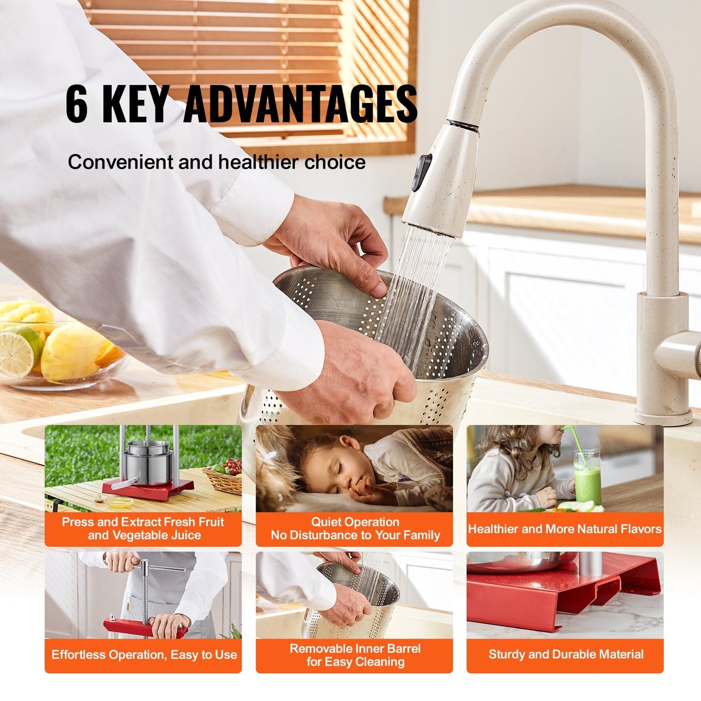 Manual Fruit Wine Press 6L with Dual Stainless Barrels for Juicing and More