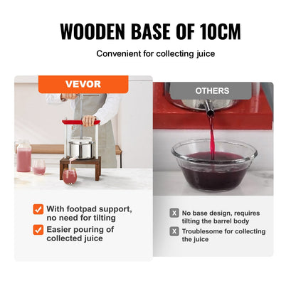 Stainless Steel Manual Fruit Wine Press, 2L Capacity for Home Juicing