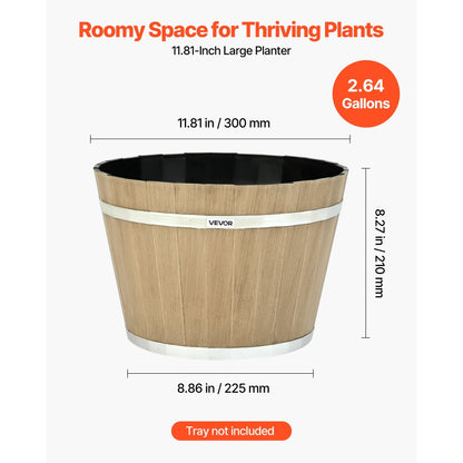 Resin Whiskey Barrel Planter Garden Flower Plant Pot 300 x 300 x 210 mm