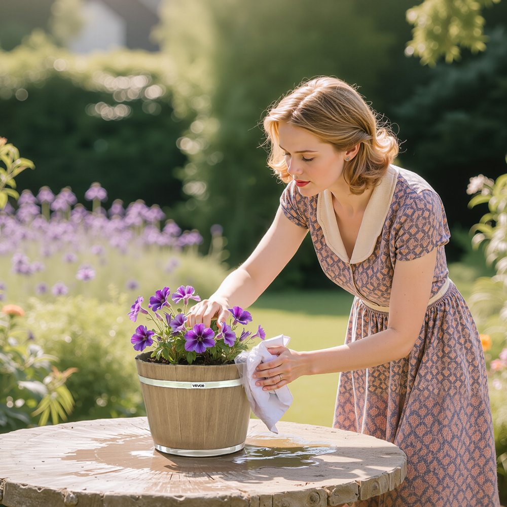 Resin Whiskey Barrel Planter Garden Flower Plant Pot 300 x 300 x 210 mm