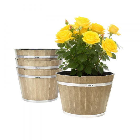 Resin Whiskey Barrel Planter Garden Flower Plant Pot 300 x 300 x 210 mm