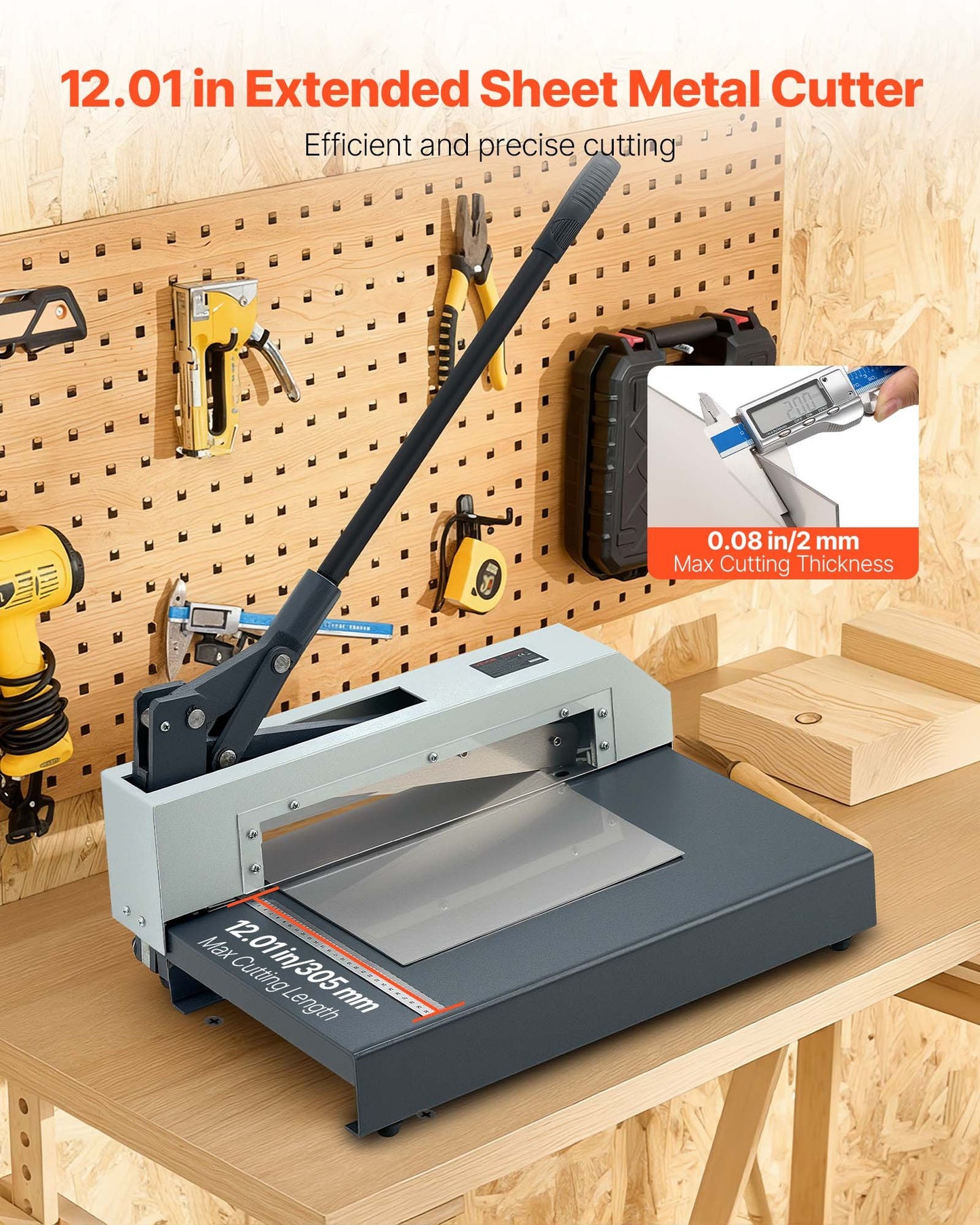 Guillotine Sheet Metal Shear, 305 mm Manual Hand Plate Shear, Heavy Duty Metal Plate Cutter Tool, with Solid Steel Frame, High Precision, for Cutting PCB Boards, Aluminum, Steel, Copper, Plastic