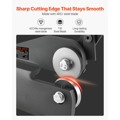 Sheet Metal Shear, Throatless Rotary Hand Shear, 16 Gauge Mild Steel Sheet Cutter with 1.5 mm Capacity, with Solid Const