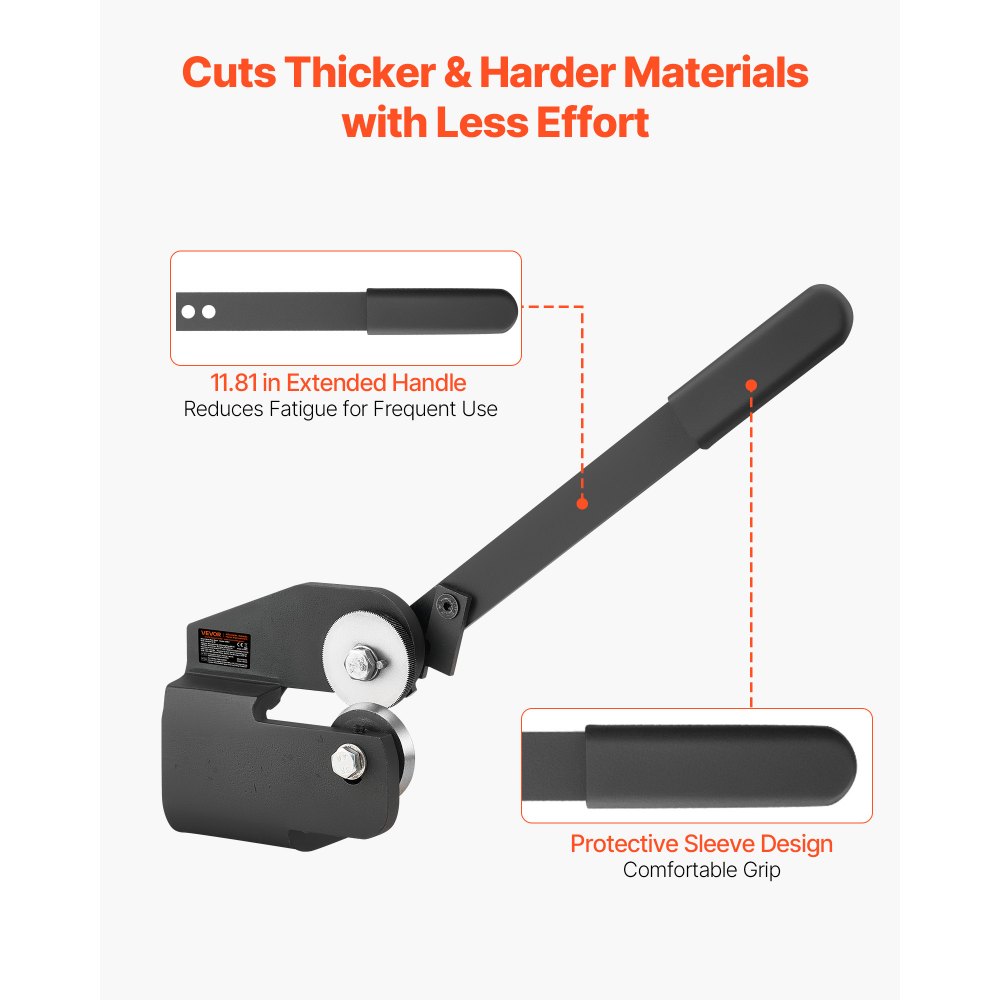 Sheet Metal Shear, Throatless Rotary Hand Shear, 16 Gauge Mild Steel Sheet Cutter with 1.5 mm Capacity, with Solid Const