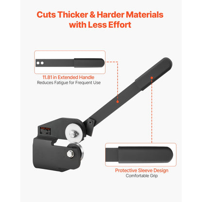 Sheet Metal Shear, Throatless Rotary Hand Shear, 16 Gauge Mild Steel Sheet Cutter with 1.5 mm Capacity, with Solid Const
