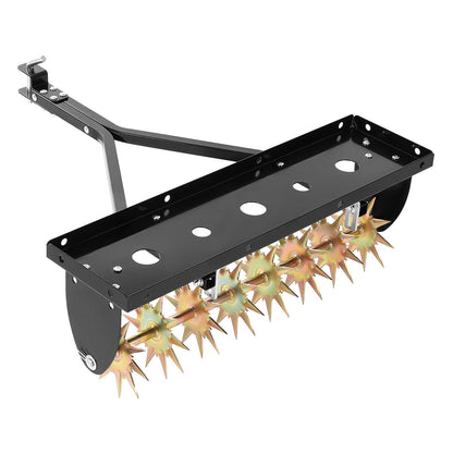 Tow Behind Plug Aerator, 820mm Lawn Spike Aerator with Universal Hitch, Heavy Duty & Rust-Resistant, Pull Behind Spike Aerator Tool with Folded Edge Tray, for Farmland & Garden Tractors