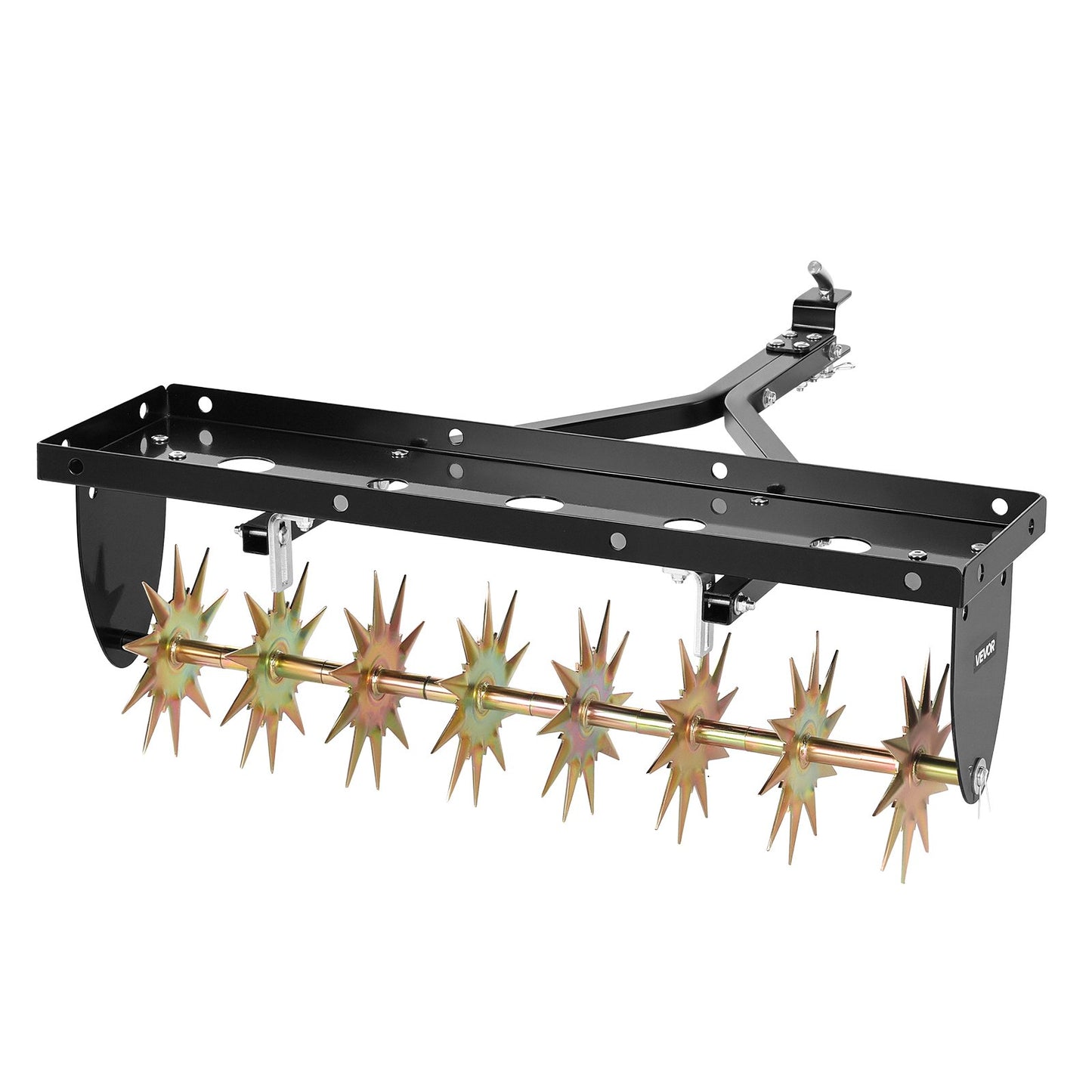 Tow Behind Plug Aerator, 820mm Lawn Spike Aerator with Universal Hitch, Heavy Duty & Rust-Resistant, Pull Behind Spike Aerator Tool with Folded Edge Tray, for Farmland & Garden Tractors