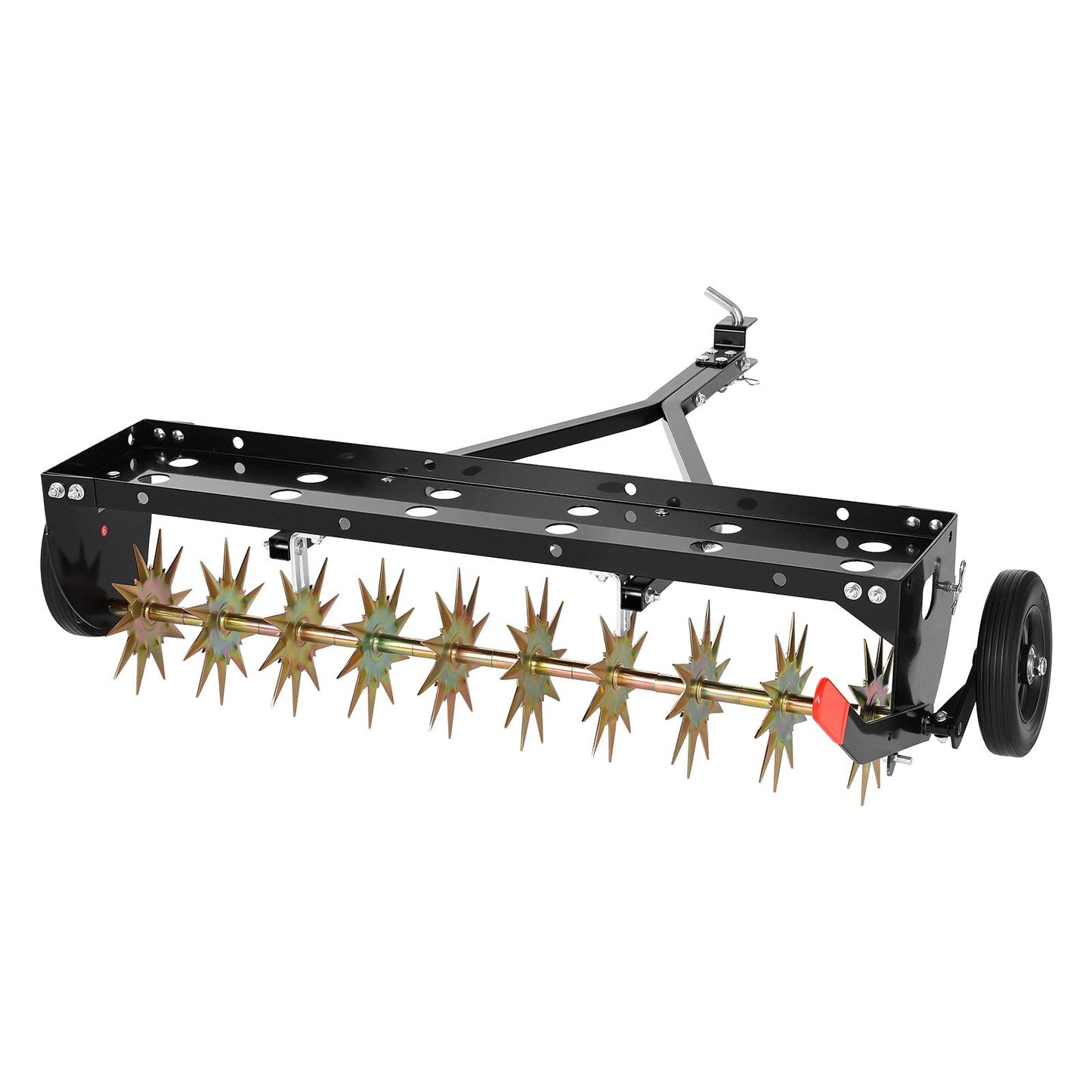 Tow Behind Plug Aerator, 1000mm Lawn Spike Aerator with Universal Hitch, 150lbs Weight Capacity, Heavy Duty  & Rust-Resistant, Pull Behind Aeration Tool with Tray for Farmland & Garden Tractors
