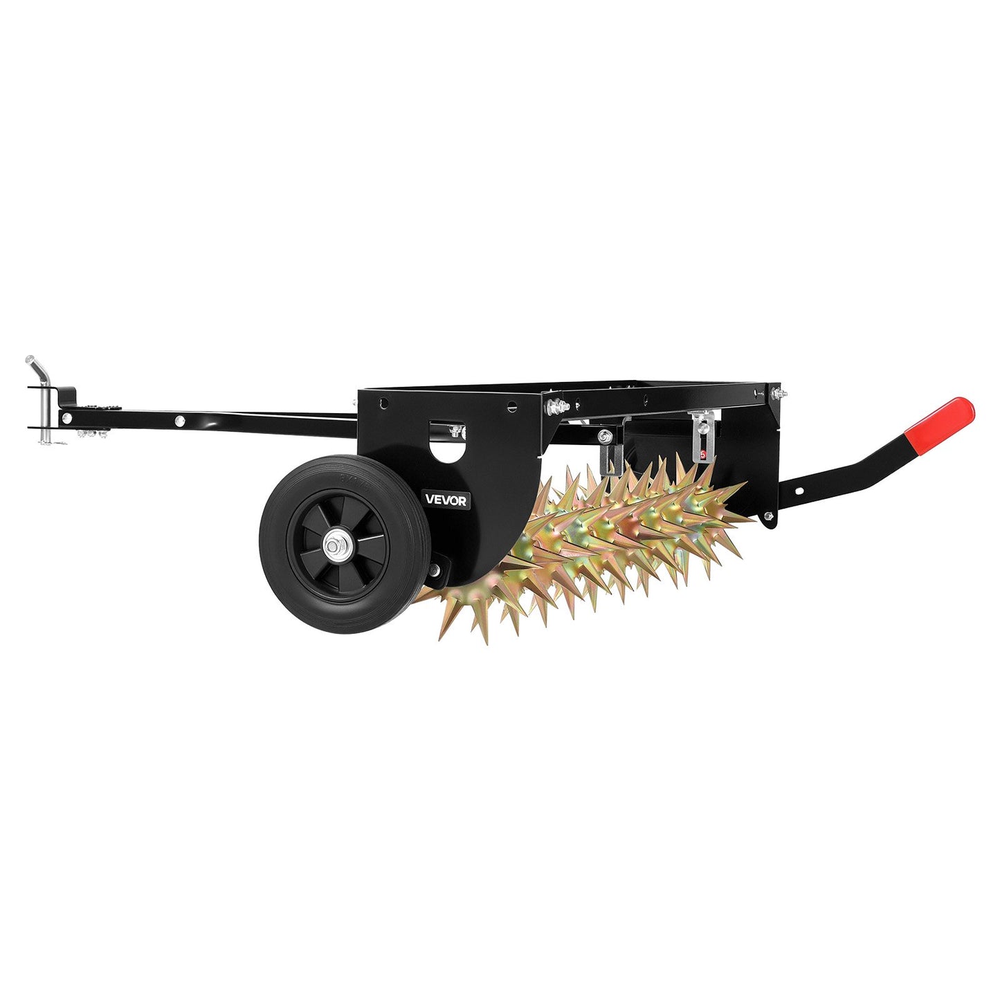 Tow Behind Plug Aerator, 1000mm Lawn Spike Aerator with Universal Hitch, 150lbs Weight Capacity, Heavy Duty  & Rust-Resistant, Pull Behind Aeration Tool with Tray for Farmland & Garden Tractors