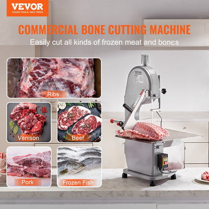 1500W Electric Meat Bandsaw, Stainless Steel Countertop Frozen Meat Cutter