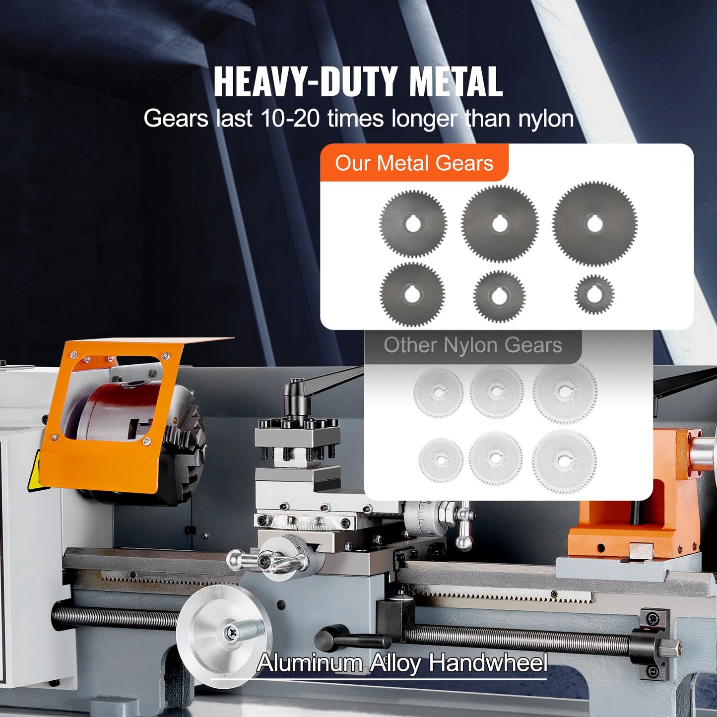 VEVOR Metal Lathe Machine, 180 mm x 350 mm, Precision Benchtop Power Metal Lathe,