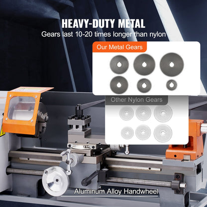 Precision Metal Lathe, 0.2 m x 0.35 m, 600W, Variable Speed 50-2500 RPM