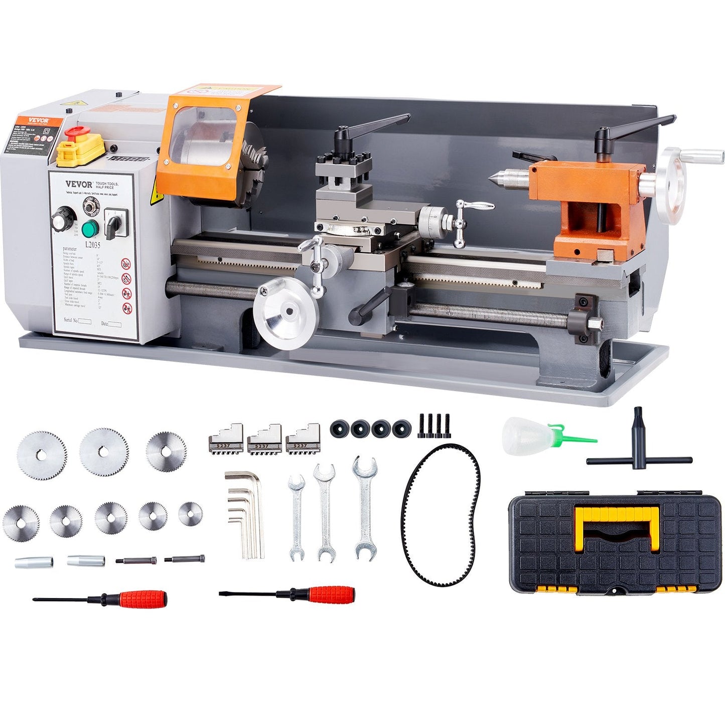 Precision Metal Lathe, 0.2 m x 0.35 m, 600W, Variable Speed 50-2500 RPM