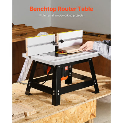 VEVOR Benchtop Router Table 610x400 mm with Fence MDF Top Dust Collection Port