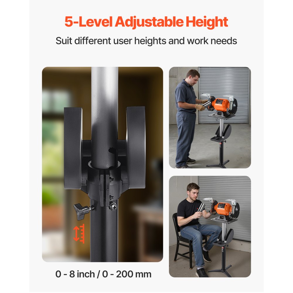 VEVOR Bench Grinder Stand Bench Grinder Floor Pedestal 5-Level Height Adjustable