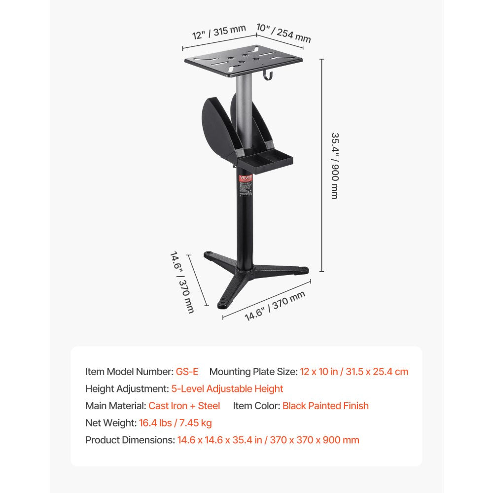 VEVOR Bench Grinder Stand Bench Grinder Floor Pedestal 5-Level Height Adjustable