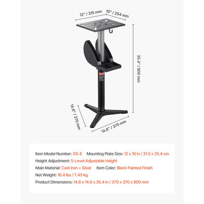 VEVOR Bench Grinder Stand Bench Grinder Floor Pedestal 5-Level Height Adjustable