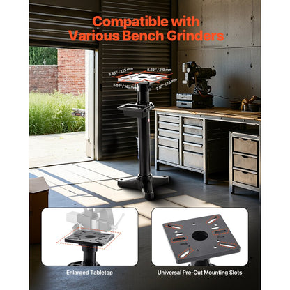 VEVOR Bench Grinder Stand Grinder Vise Floor Pedestal 27 x 27 cm Mounting Plate