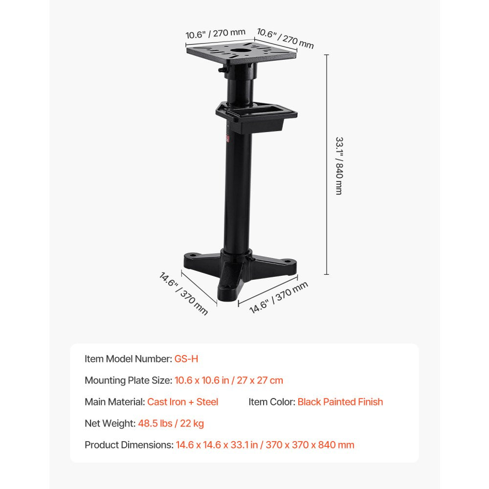VEVOR Bench Grinder Stand Grinder Vise Floor Pedestal 27 x 27 cm Mounting Plate