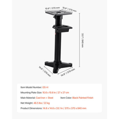 VEVOR Bench Grinder Stand Grinder Vise Floor Pedestal 27 x 27 cm Mounting Plate