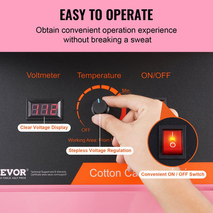 VEVOR Electric Cotton Candy Machine, 1000W Candy Floss Maker, Commercial Cotton