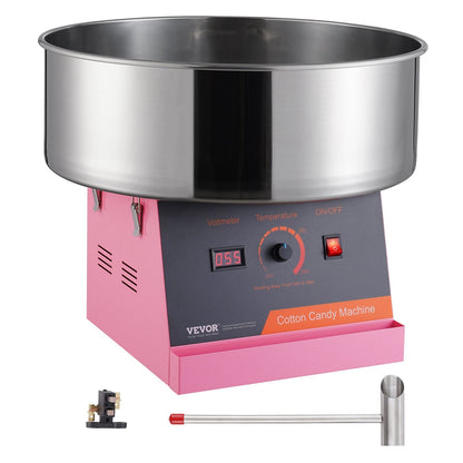 Electric 1000W Commercial Candy Floss Maker with Stainless Steel Bowl - Pink