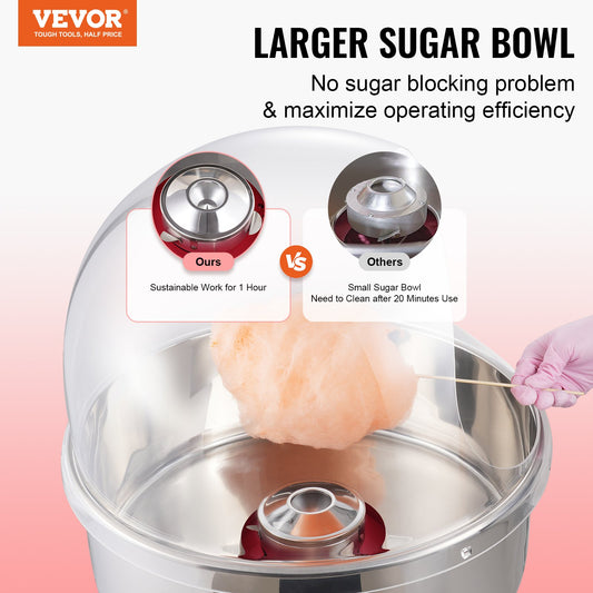 VEVOR Electric Cotton Candy Machine, 1000W Candy Floss Maker, Commercial Cotton