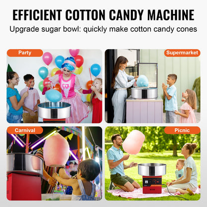 VEVOR Electric Cotton Candy Machine, 1000W Candy Floss Maker, Commercial Cotton