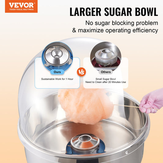 VEVOR Electric Cotton Candy Machine, 1000W Candy Floss Maker, Commercial Cotton