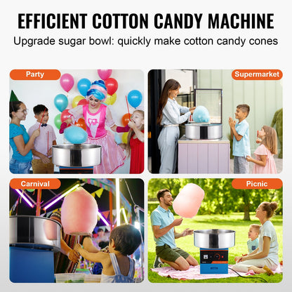 Electric Candy Floss Maker, 1000W, Commercial Grade, Stainless Steel, Blue
