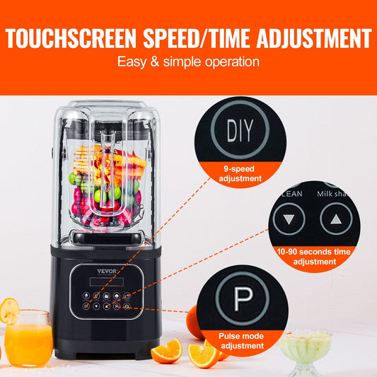 Professional 2L Blender with Shield, 9 Speeds & 5 Functions, Quiet & Durable