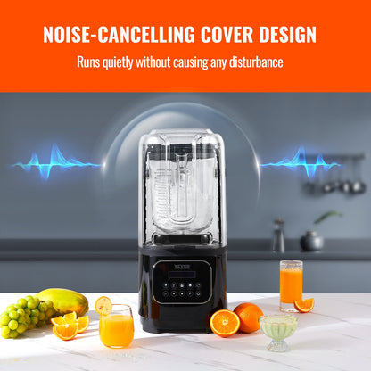 VEVOR Professional Blender with Shield, Commercial Countertop Blenders, 2L Jar Blender