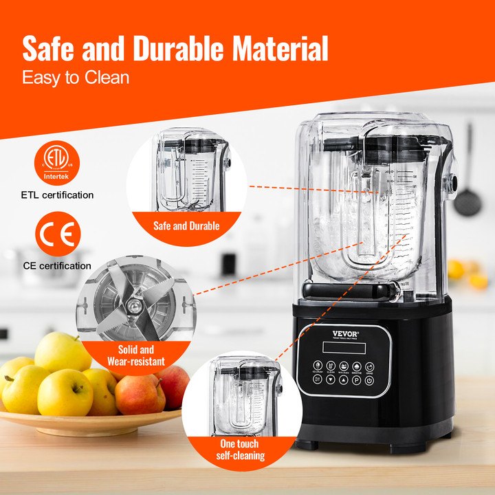 Professional 2L Blender with Shield, 9 Speeds & 5 Functions, Quiet & Durable