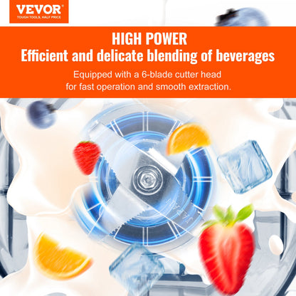 VEVOR Professional Blender with Shield, Commercial Countertop Blenders, 2L Jar Blender