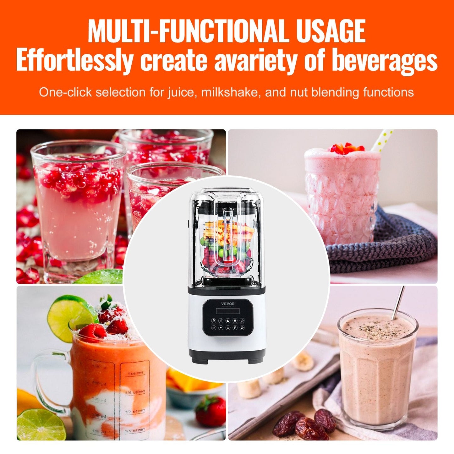 Professional 2L Blender with Shield, 9-Speed, 5-Function, 2200W, Quiet & Durable