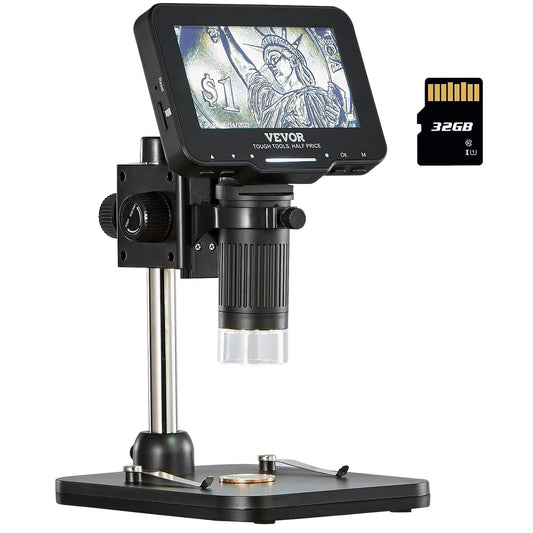 VEVOR Digital Microscope, 4.3” IPS Screen, 50X-1000X Magnification, 1080P Photo/Video