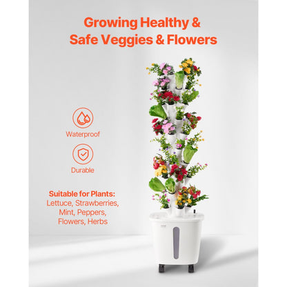 VEVOR Hydroponic Growing System with Wheel 50 Pods Hydroponic Tower Garden