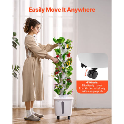 VEVOR Hydroponic Growing System with Wheel 50 Pods Hydroponic Tower Garden