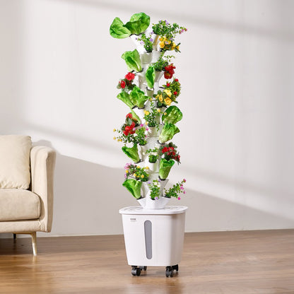 VEVOR Hydroponic Growing System with Wheel 50 Pods Hydroponic Tower Garden