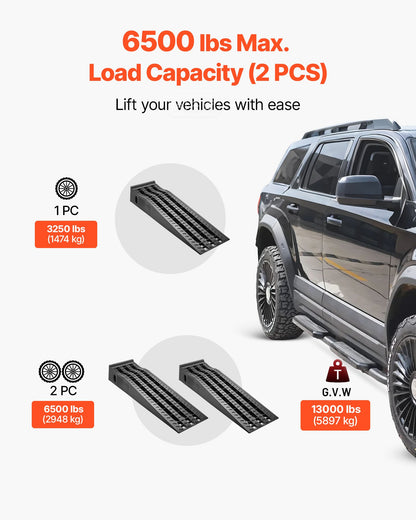 Car Ramps, 2 PCS 5897 kg GVW Capacity, 160 mm Lift Height, Portable High Profile Car Service Ramps for Home Garage Maintenance and Oil Changes, Heavy Duty for Truck SUV Vehicle Repair, Black