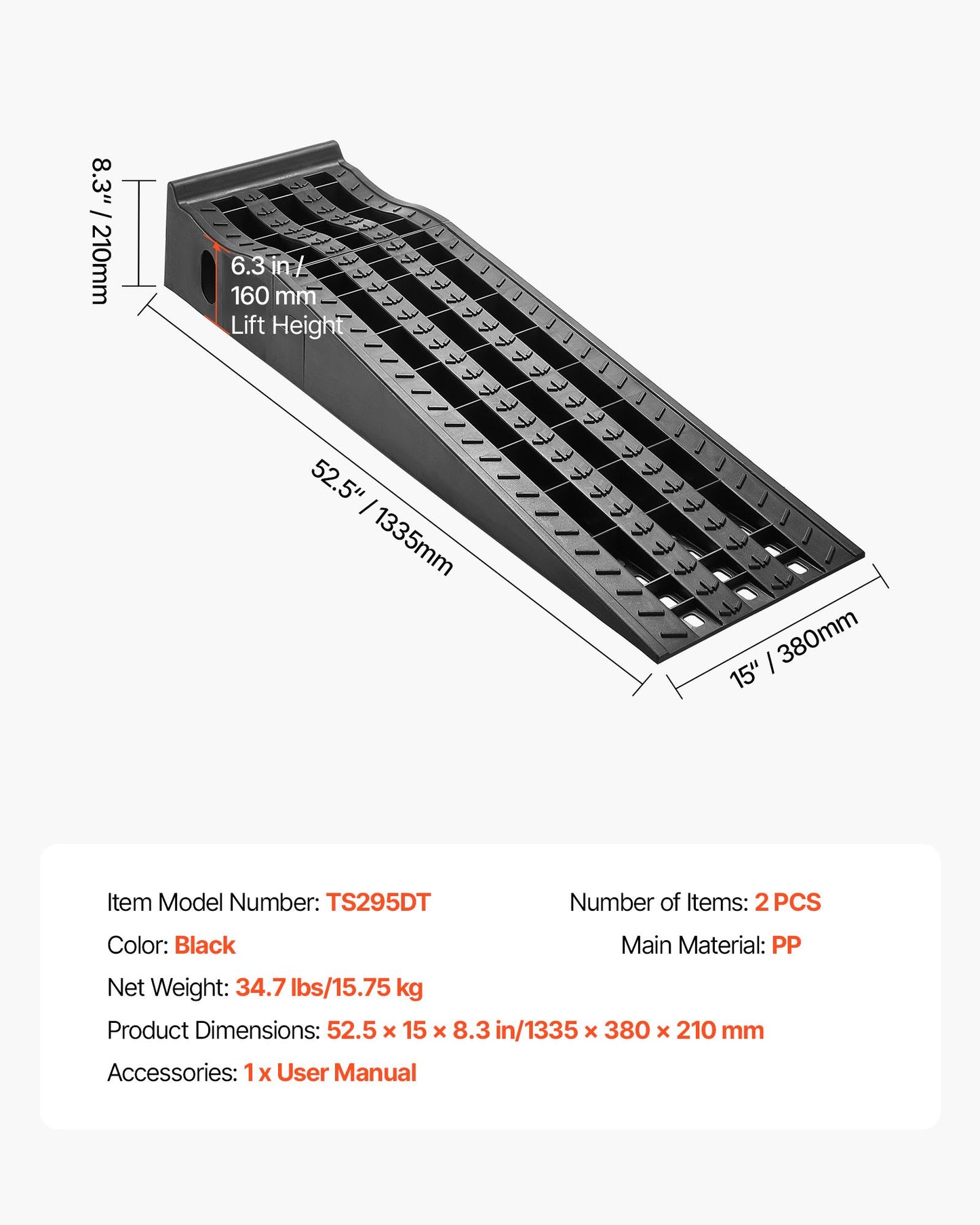 Car Ramps, 2 PCS 5897 kg GVW Capacity, 160 mm Lift Height, Portable High Profile Car Service Ramps for Home Garage Maintenance and Oil Changes, Heavy Duty for Truck SUV Vehicle Repair, Black