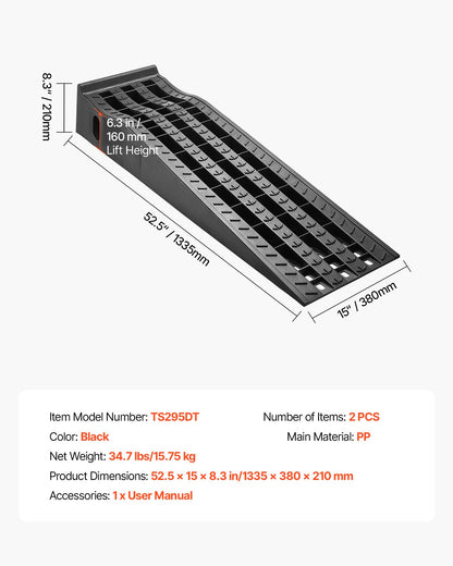 Car Ramps, 2 PCS 5897 kg GVW Capacity, 160 mm Lift Height, Portable High Profile Car Service Ramps for Home Garage Maintenance and Oil Changes, Heavy Duty for Truck SUV Vehicle Repair, Black