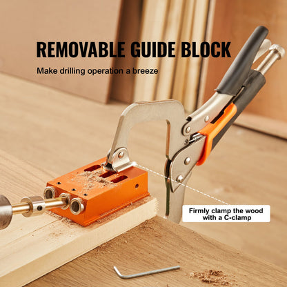 VEVOR Pocket Hole Jig Kit, 34 Pcs Pocket Hole Jig System with C-clamp,  Fixture,