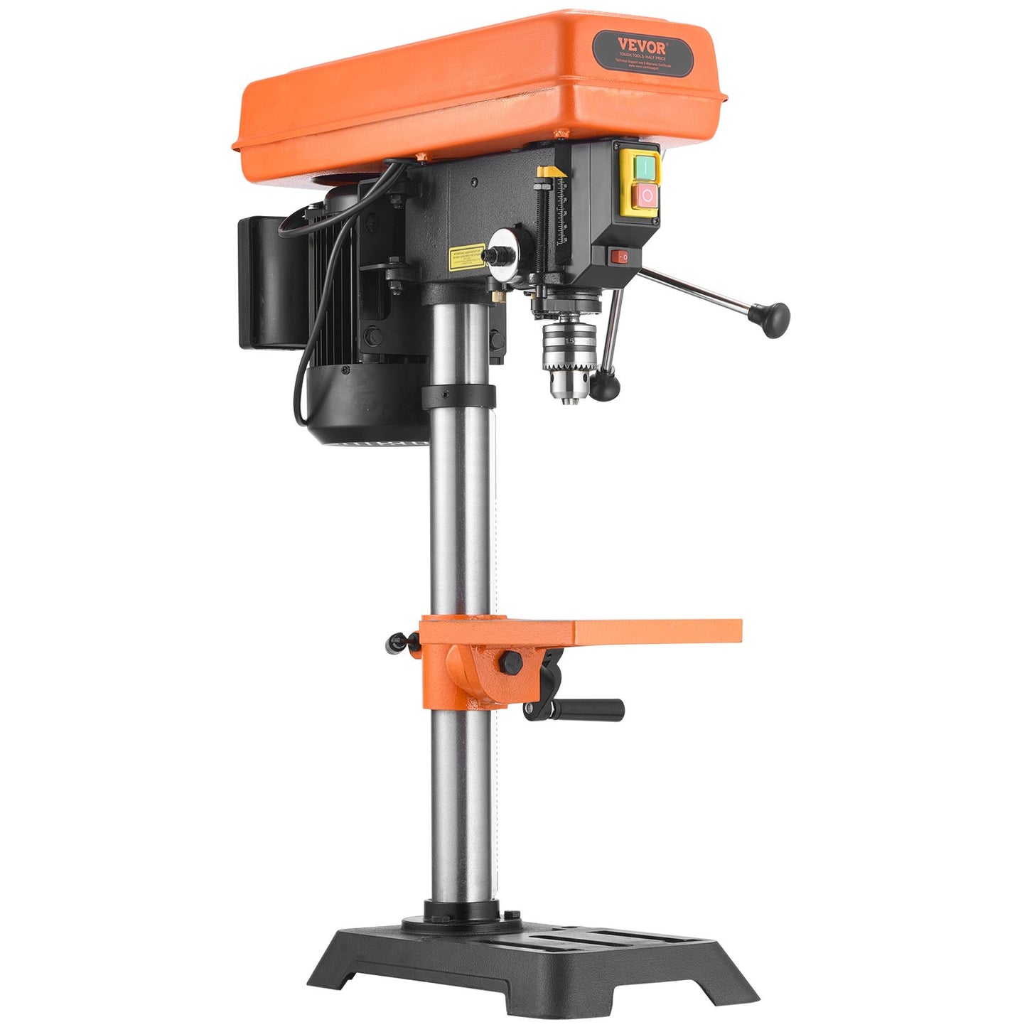 203.2mm Benchtop Drill Press, 500W Induction Motor, Tabletop Drilling Machine with 500 / 890 / 1400 / 1900 / 2500 RPM Adjustable Speed, 0-45° Tilting Worktable, LED Work Light, for Wood Metal